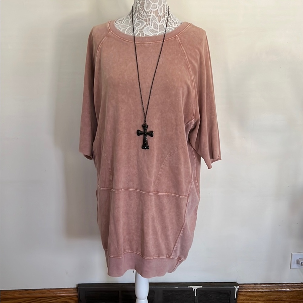 Easel Blush Sweatshirt Dress